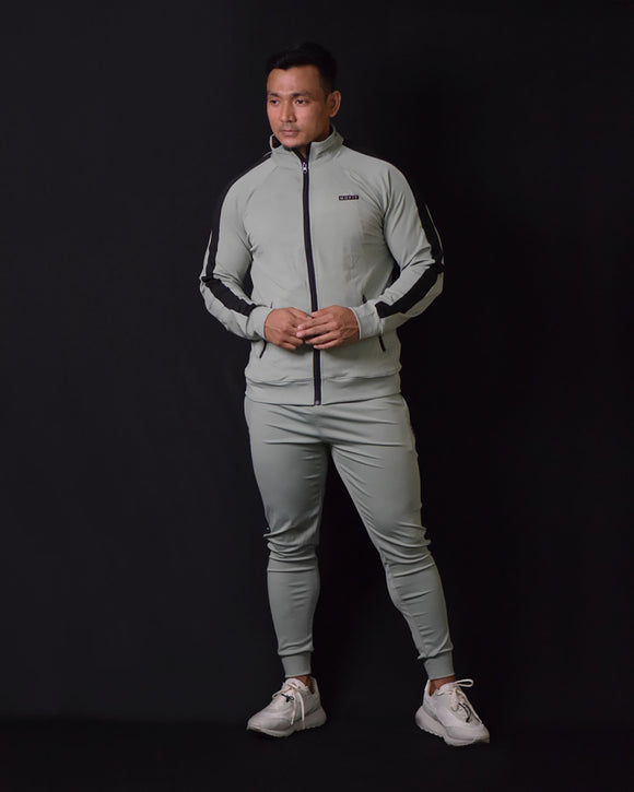High Ankle & Slim Fit TrackSuit - Pista Green with Black Stripes