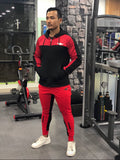 MOVERFIT Ankle Fit Slim Tracksuit- Black and Red