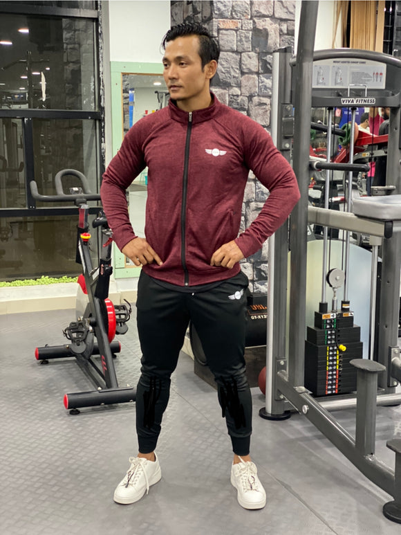 MOVERFIT Basic Ankle Fit Tracksuit- Wine and Black