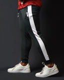 MOVERFIT Ankle Fit Training Jogger Pant: Military Green and white