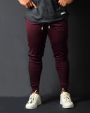 MOVERFIT Ankle Fit Training Jogger Pant : Maroon with Black Strip