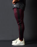 MOVERFIT Ankle Fit Training Jogger Pant : Maroon with Black Strip