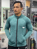 MOVERFIT Imported Poly Fleece Tech Jacket - Milange Rama Green (Only Jacket)
