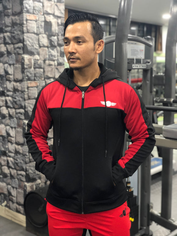 Imported Training Fleece Hoodies - Black and Red