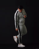 High Ankle & Slim Fit TrackSuit - Pista Green with Black Stripes