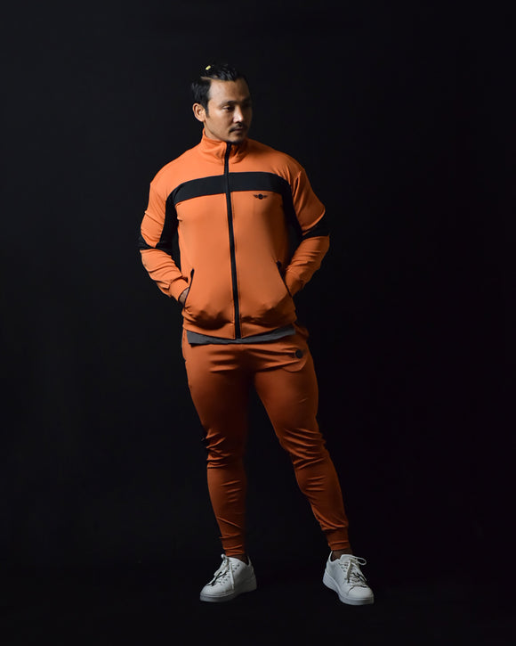 MOVRFIT Ankle & Slim Fit TrackSuit - Rusted Orange (Premium Edition)