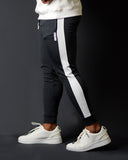 MOVERFIT Ankle Fit Training Jogger Pant : Dark Grey with White Strip